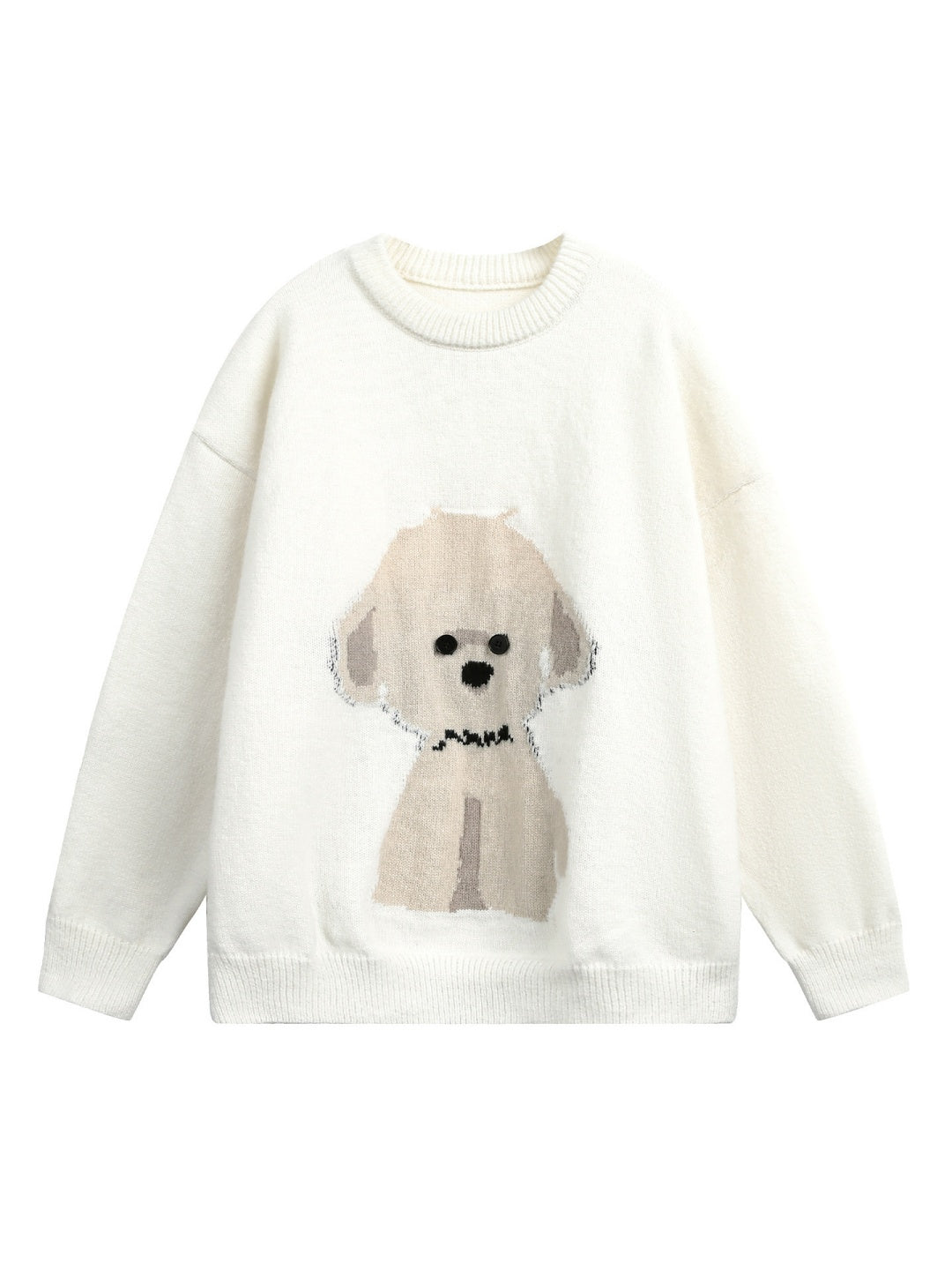 Cartoon Puppy Texture Keep Warm Crew Neck Sweater