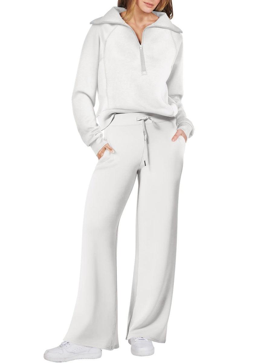 Ensembles 2 pièces Liber Automne pour femmes, fermeture éclair, couleur unie