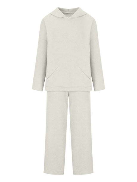 Liber Autumn women's hooded solid color sweatshirt long sleeve two-piece suit