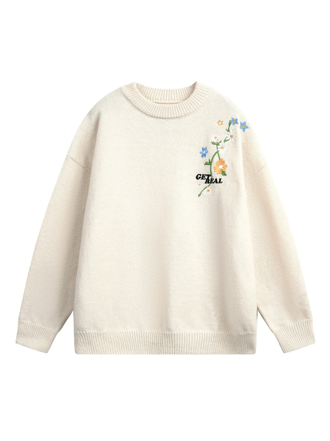 Plant patterns Embroidery Loose Thickening Pullover sweater