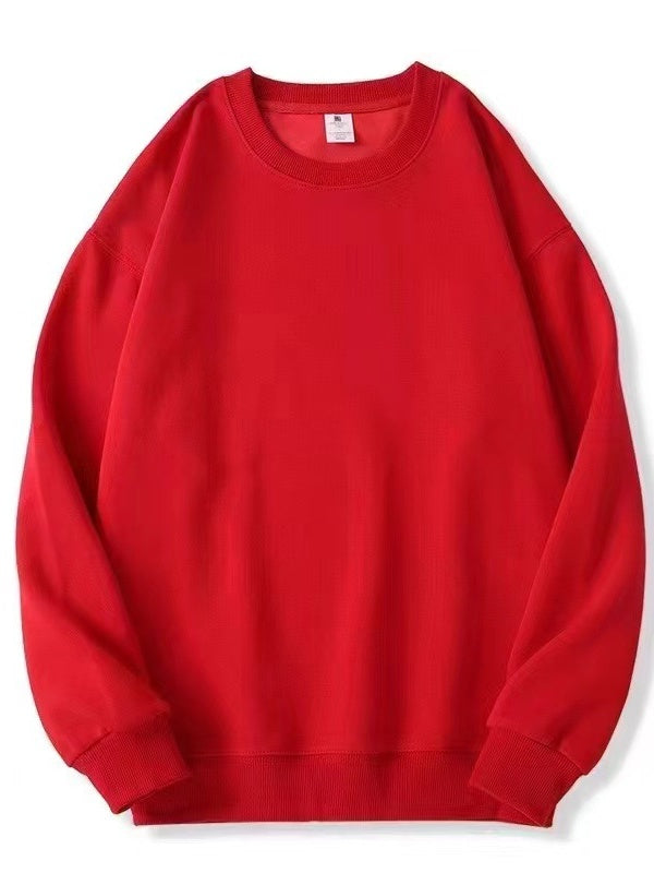 All-match Crew Neck Loose Solid Color Hood Sweatshirts&Hoodies