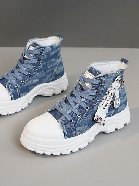 Denim High-top Casual Sneakers