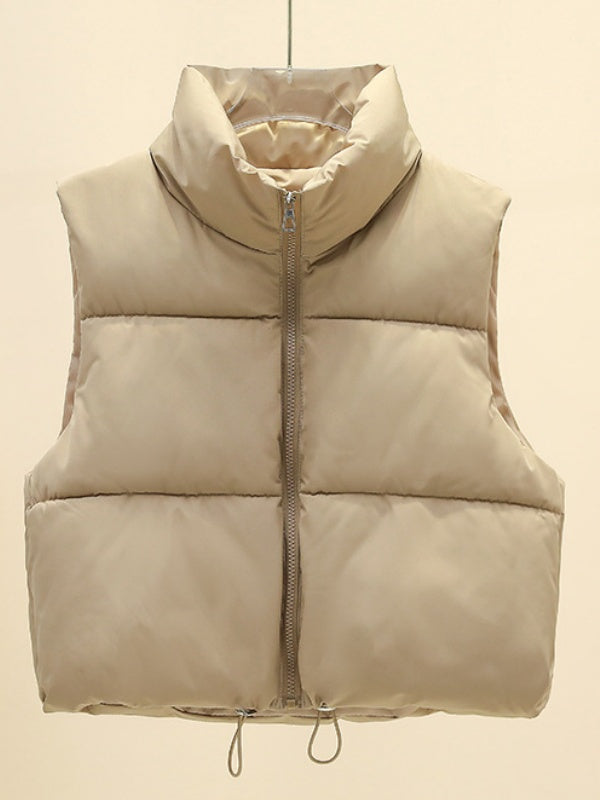 Sleeveless Zipper Stand Collar Vest Jacket Down Vest