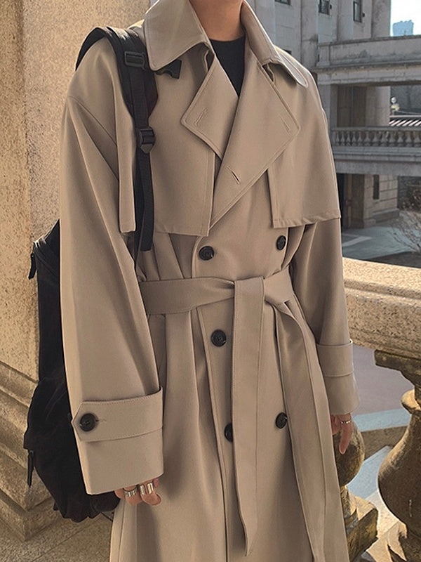 Leisure Double-breasted Loose Mid-length Trench Coats