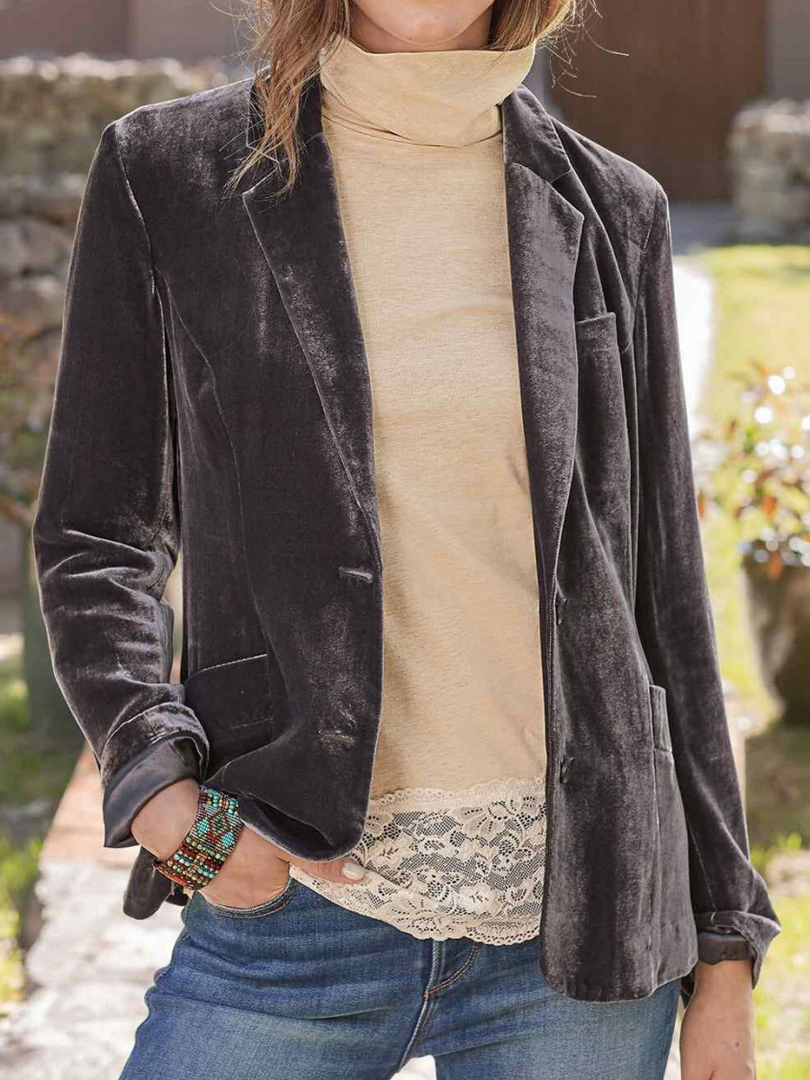 Velvet Slit Long Sleeve Leisure Blazers