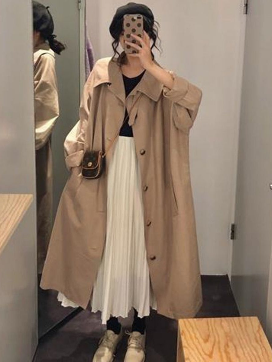 Buttons Loose Mid-length Trench Coats