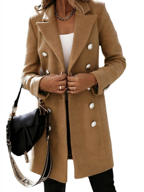 Long Sleeve Suit Collar Double-breasted Coats