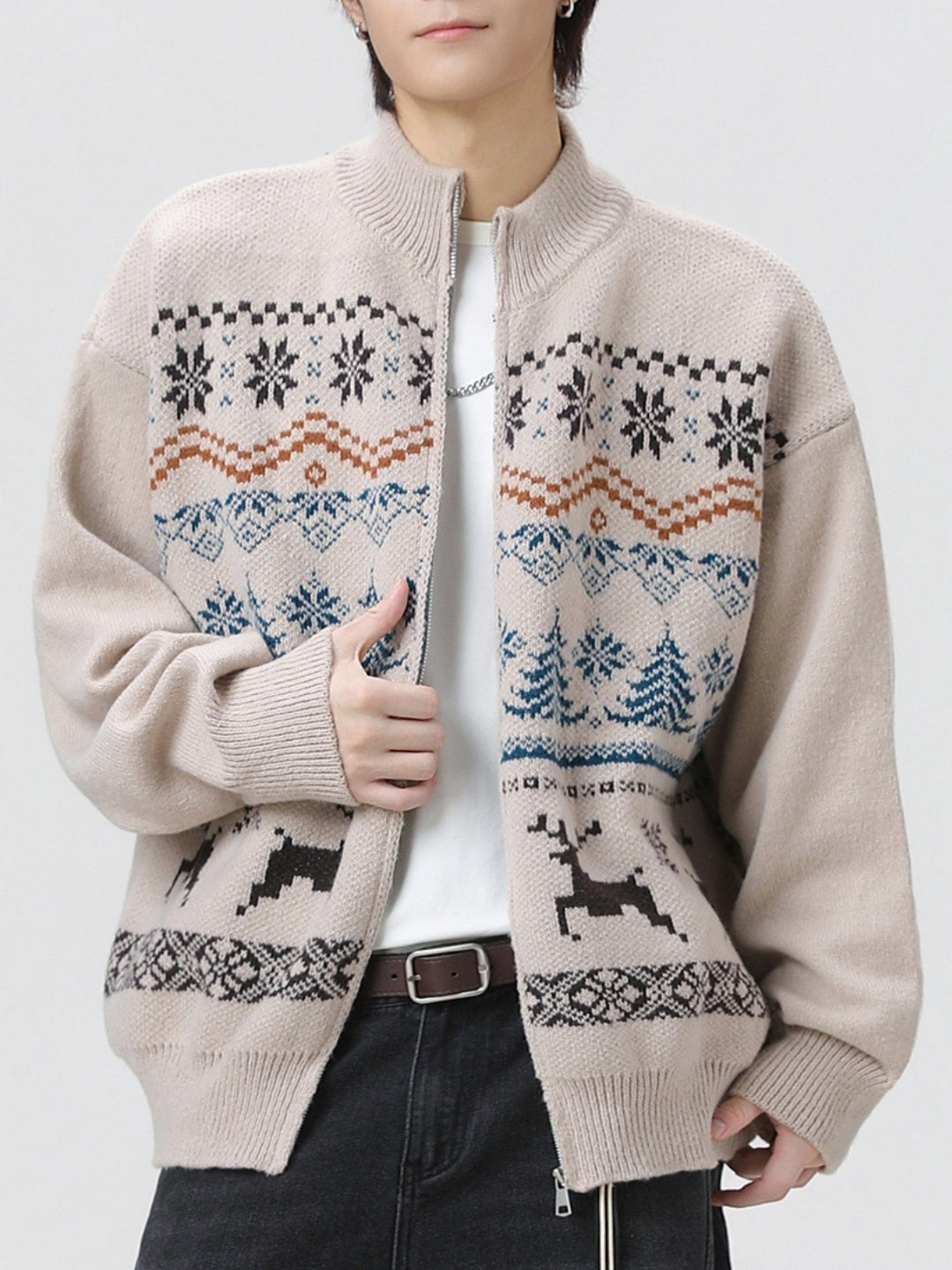 Christmas Jacquard Fair Isle Retro Ethnic Cardigan Sweater