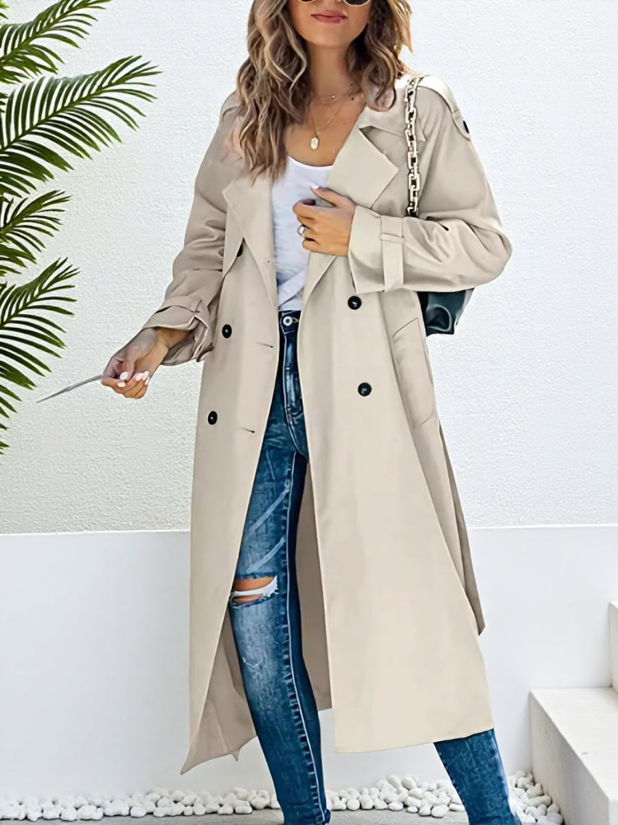 Liber Winter Women's Epaulettes Buttons Trench Coats