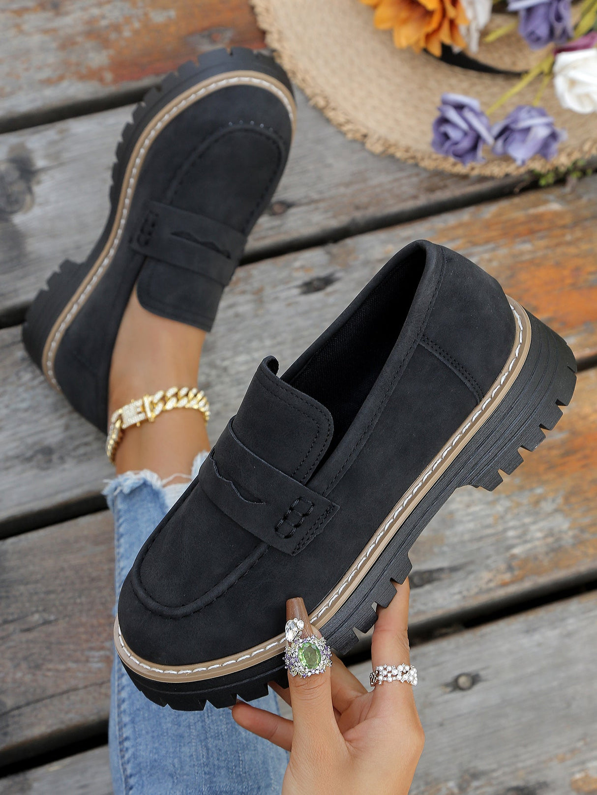 Liber Four Seasons Thick-soled Women's Slip-On Loafers