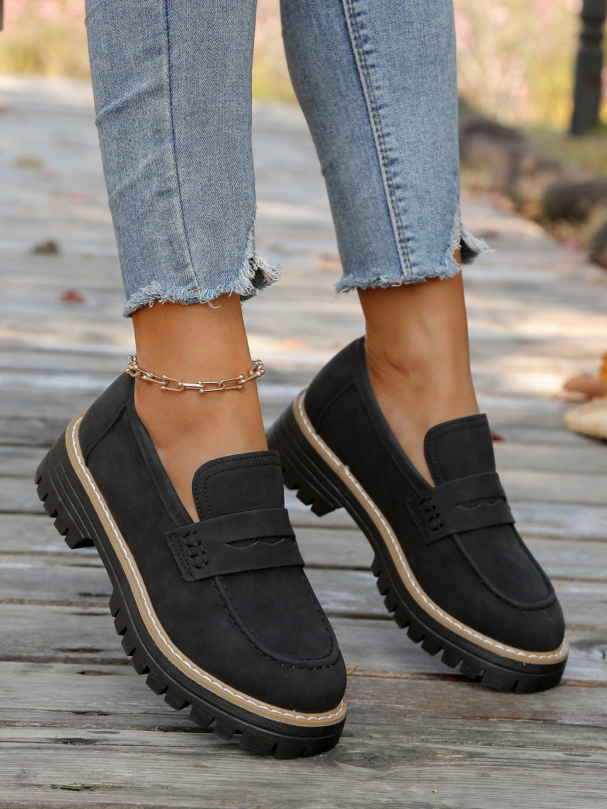 Liber Four Seasons Thick-soled Women's Slip-On Loafers