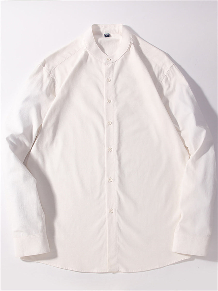 Liber Summer Men's Stand collar Solid Color Shirts