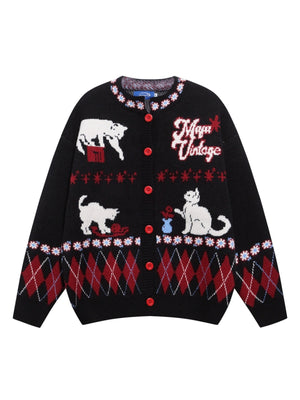 Christmas Taste Cartoon Puppy Cardigan Sweater