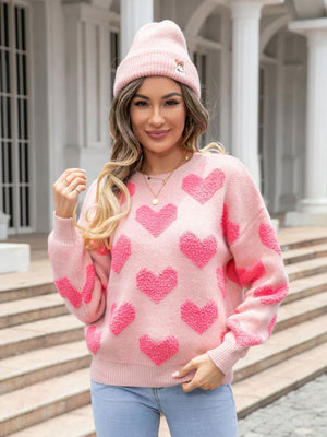 Love Valentine's Day Color-blocked Knitted Sweater