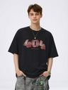 Number Plaid Printed Loose-fit T-shirts