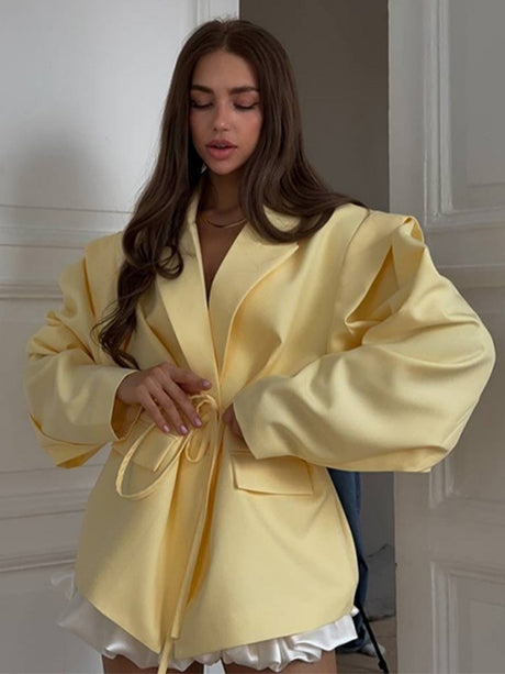 Strappy Shoulder Pads Commuter V-neck Blazers