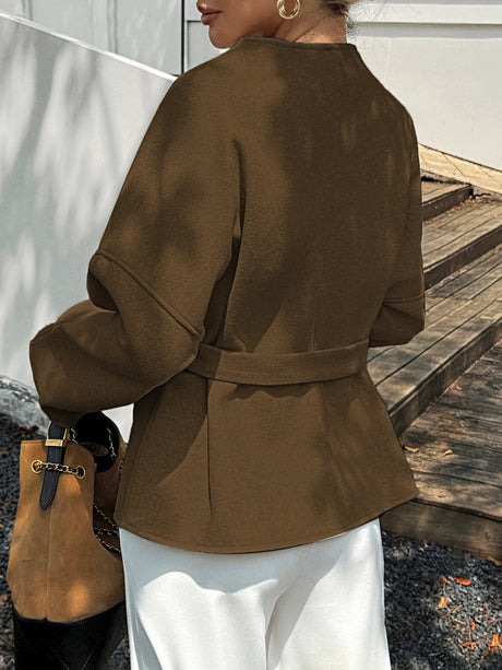 Woolen Belts&Chain Long Sleeves Blazers