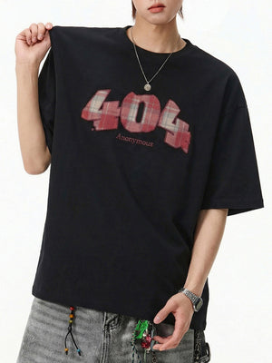 Number Plaid Printed Loose-fit T-shirts