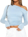Y2K Asymmetrical Sloping Shoulders Crop Top Long Sleeves T-shirts