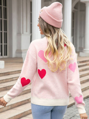 Valentinstags-Strickpullover mit Farbblockmuster