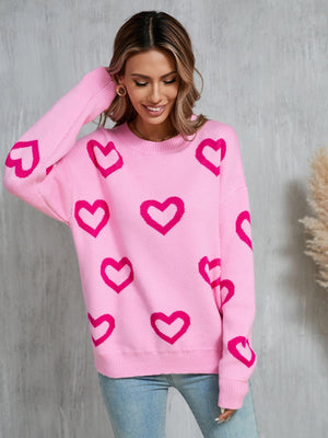 Love Valentine's Day Color-blocked Knitted Sweater