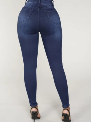 Washed Stretch Slimming Pencil Pants Jeans