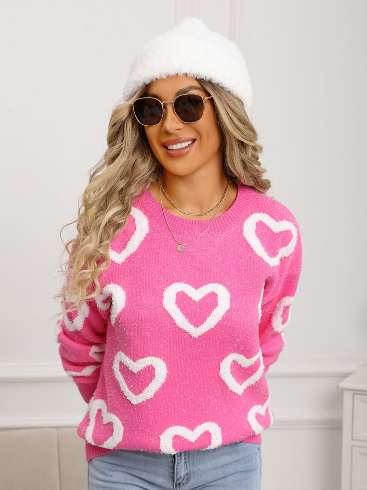 Love Valentine's Day Color-blocked Knitted Sweater