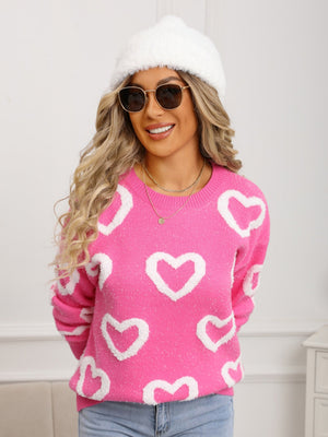 Love Valentine's Day Color-blocked Knitted Sweater
