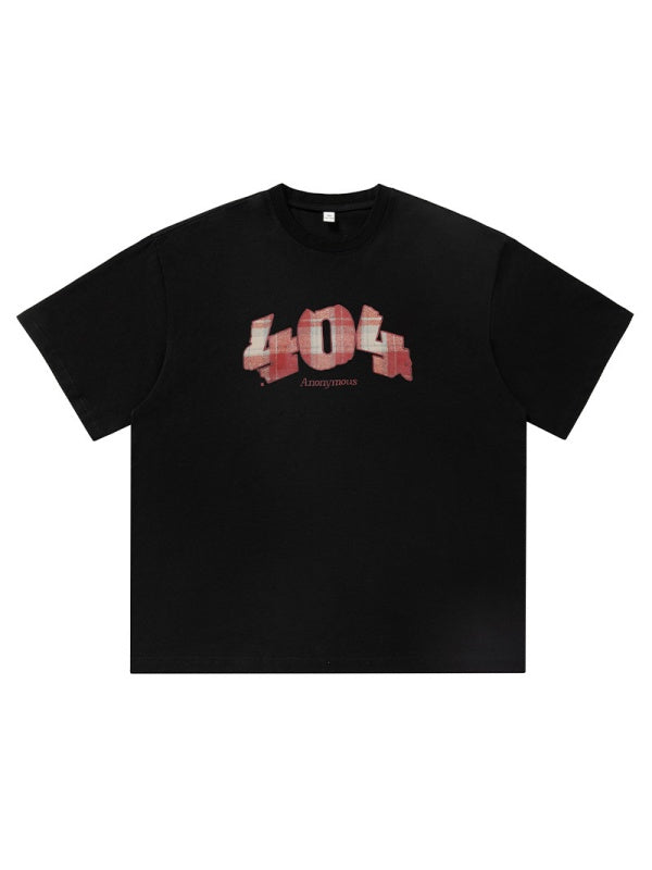Number Plaid Printed Loose-fit T-shirts