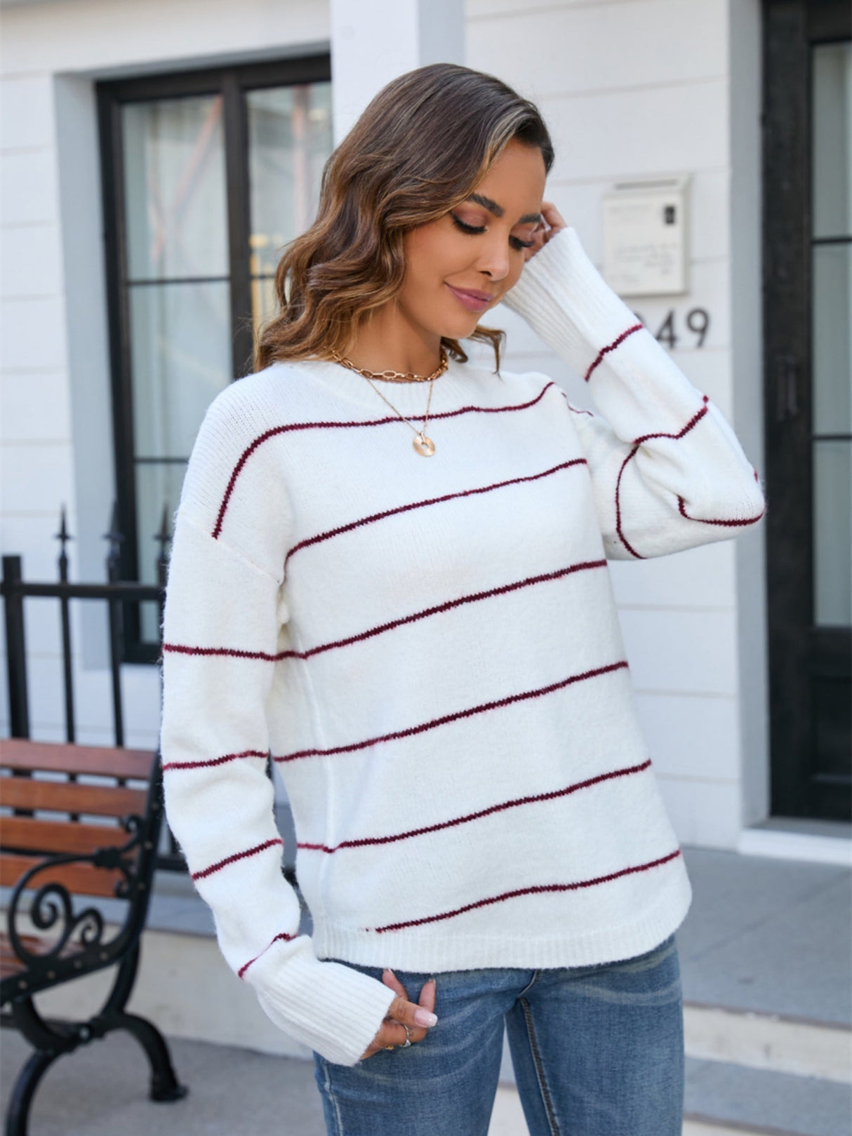 Stripes Color Matching Knitted Sweater