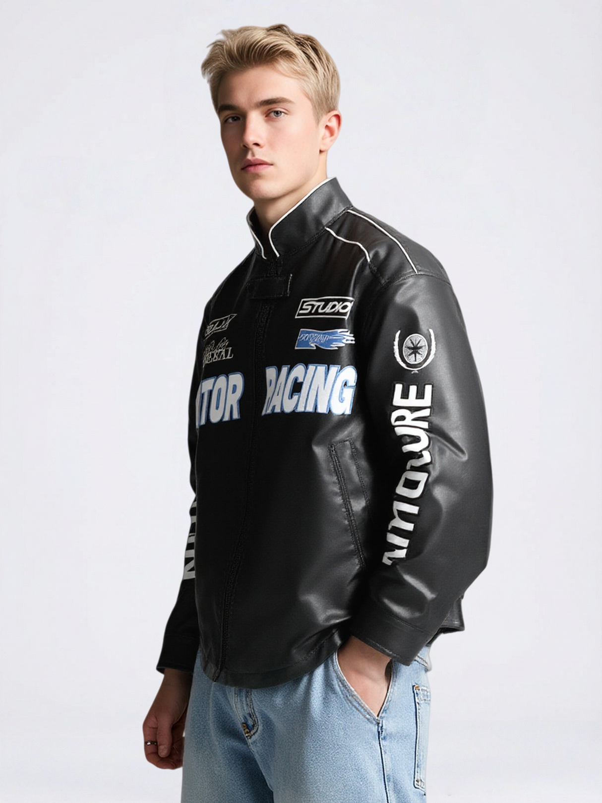 Veste coupe-vent aviateur en similicuir