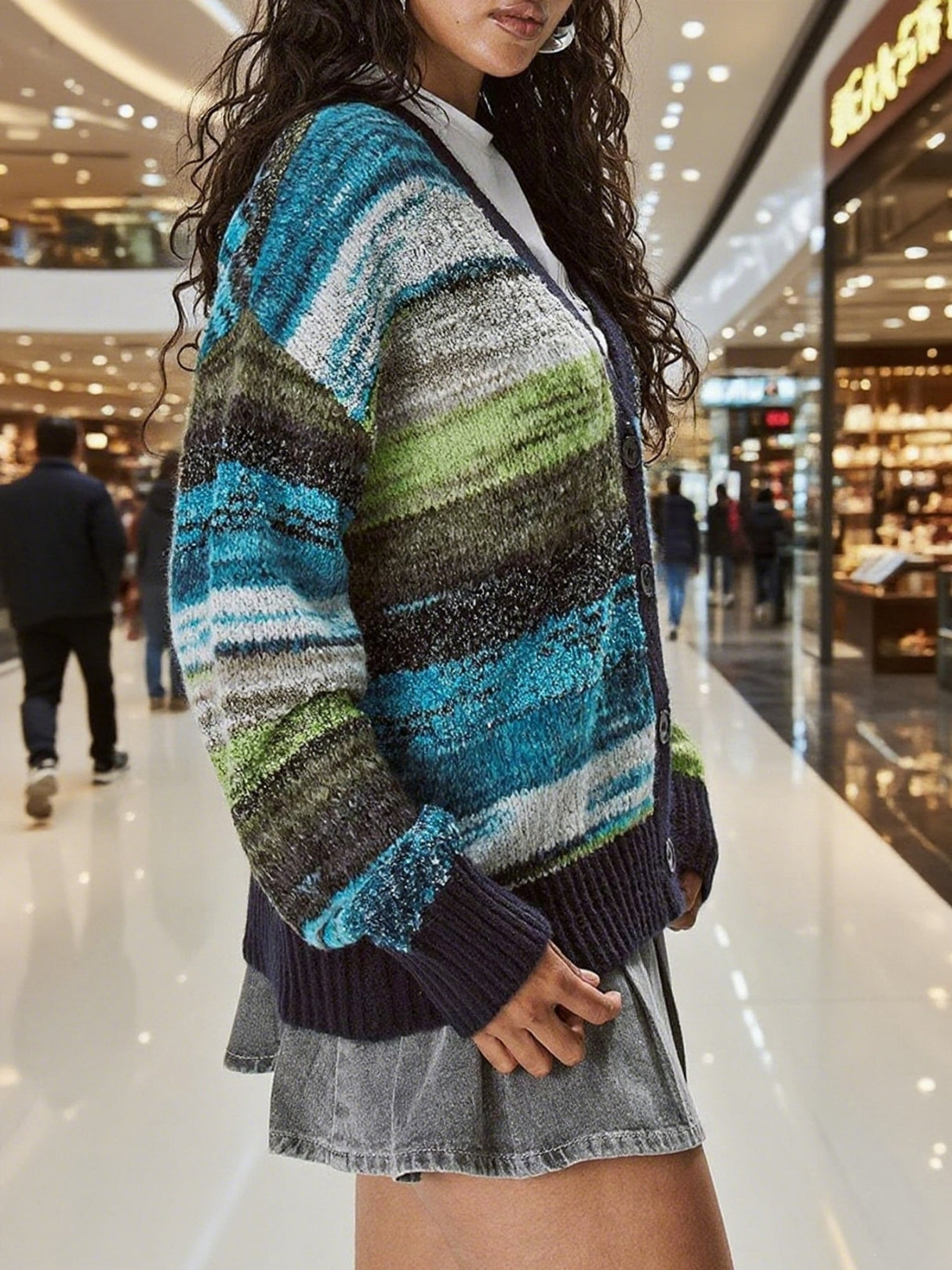 Gilets amples à col en V dégradé et color-block