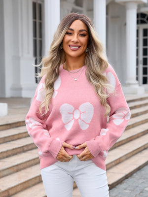 Pull en maille color-block à nœud pour la Saint-Valentin