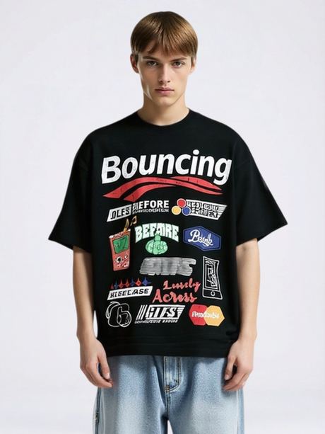 Slogan Locomotive Printed T-shirts