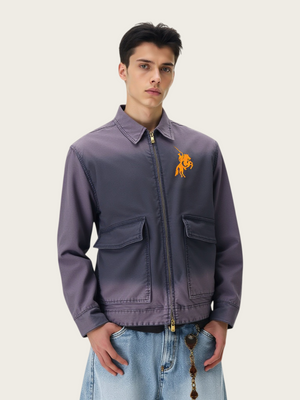 Washing Gradient Large Pockets Loose Vintage Work Jacket