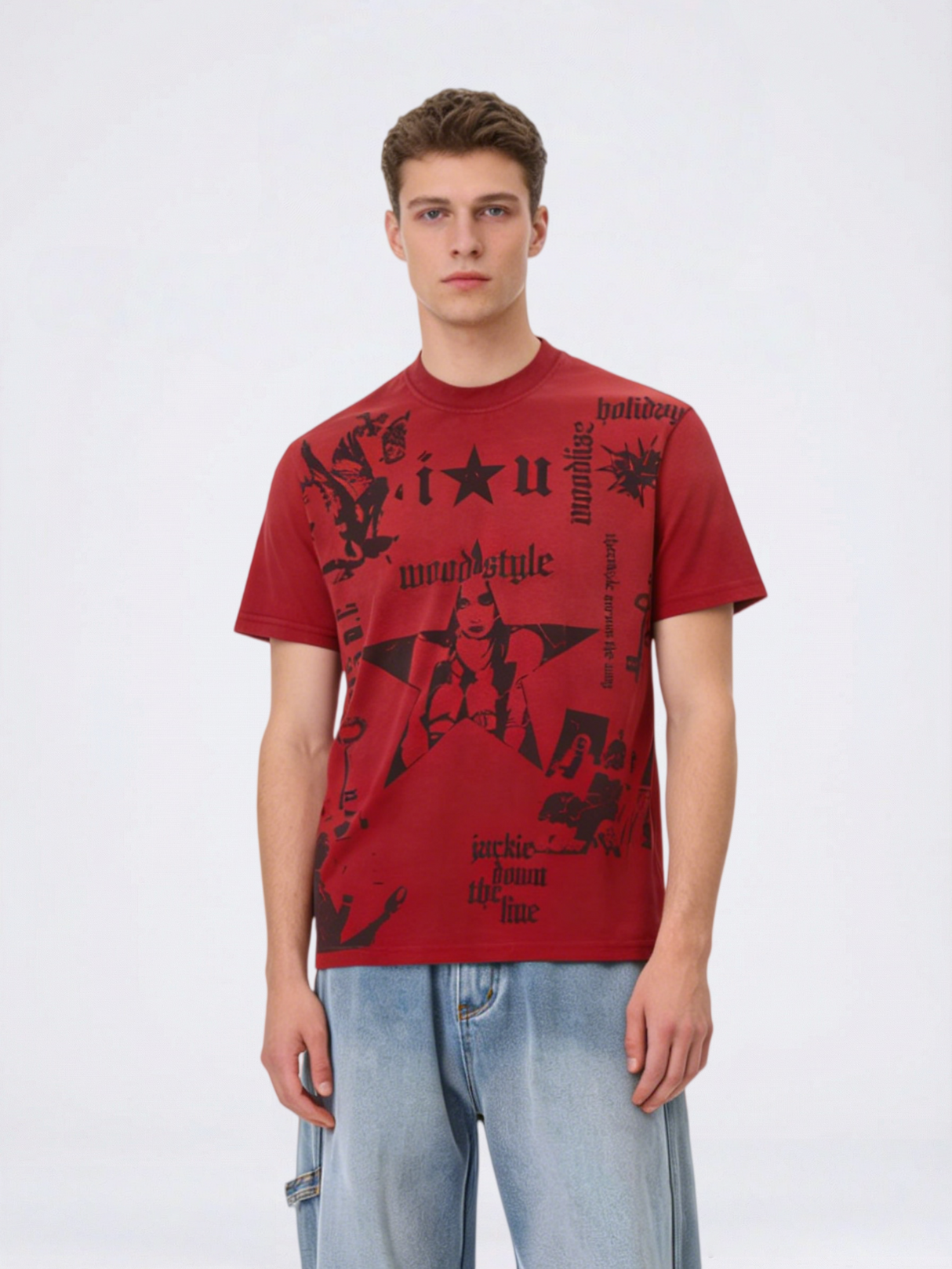 Punk Portrait Letter Graffiti Printed T-shirts