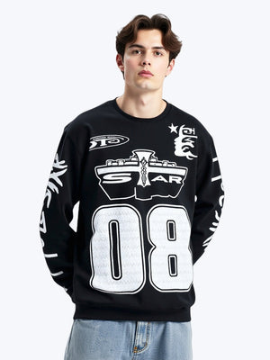 Dark Printed High Street Loose Long-sleeved T-shirt