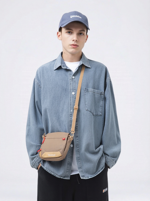Washed Loose-Fit Denim Long-Sleeve Shirt