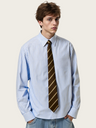 College Style Blue And White Stripes Loose Tie Long-sleeved Shirt