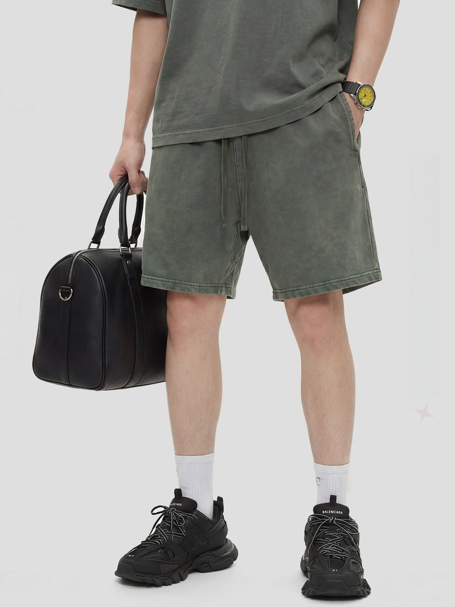 Leisure Washing Water Fade Loose-fit Five Points Shorts