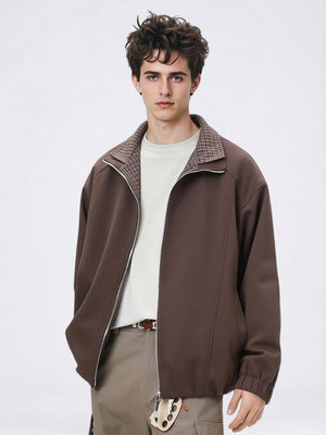 Layered-look Double Collar Color-blocked Jackets