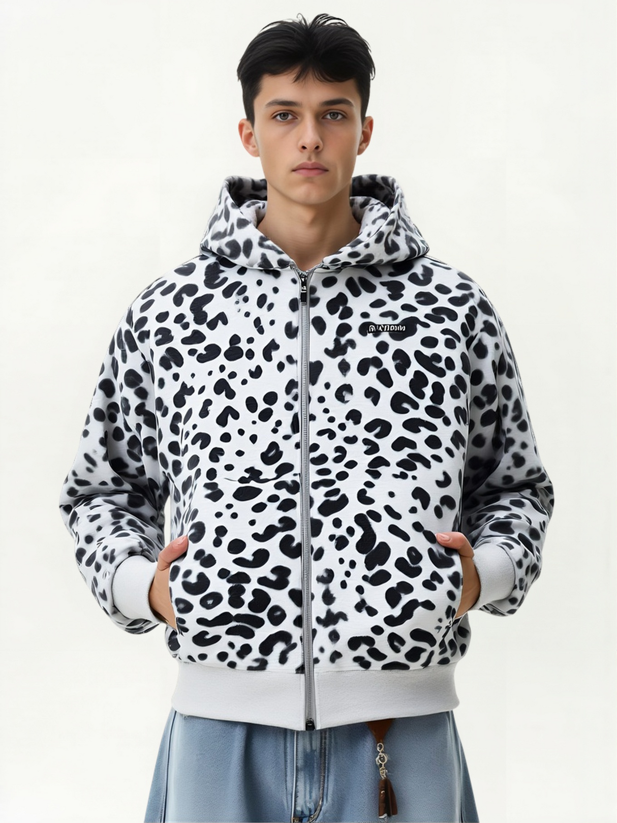 Leopard Hooded Design Hoodie Cardigan