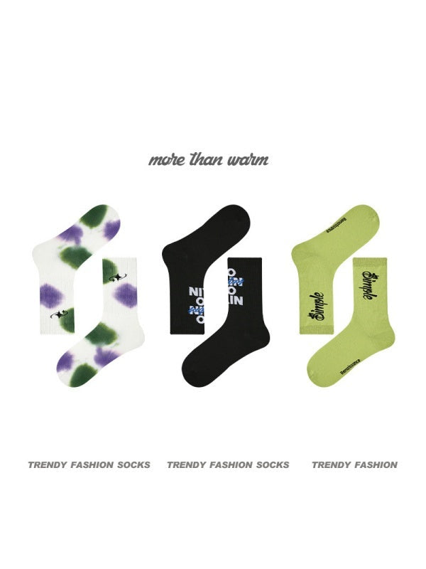 Chaussettes à pois imprimées avec lettres, lot de 3