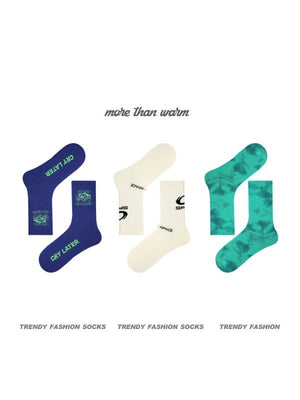 Tie-dye Moisture-wicking Breathable Crew 3-Pack Socks
