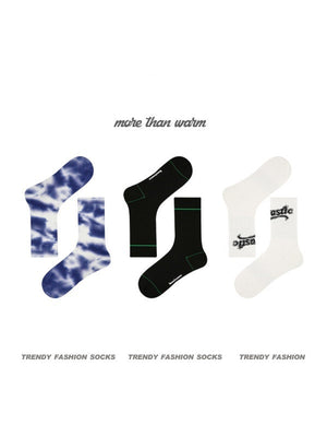 Lot de 3 paires de chaussettes tie-dye imprimées à lettres