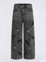 Punk Distressed Washed Patchwork Denim Pants