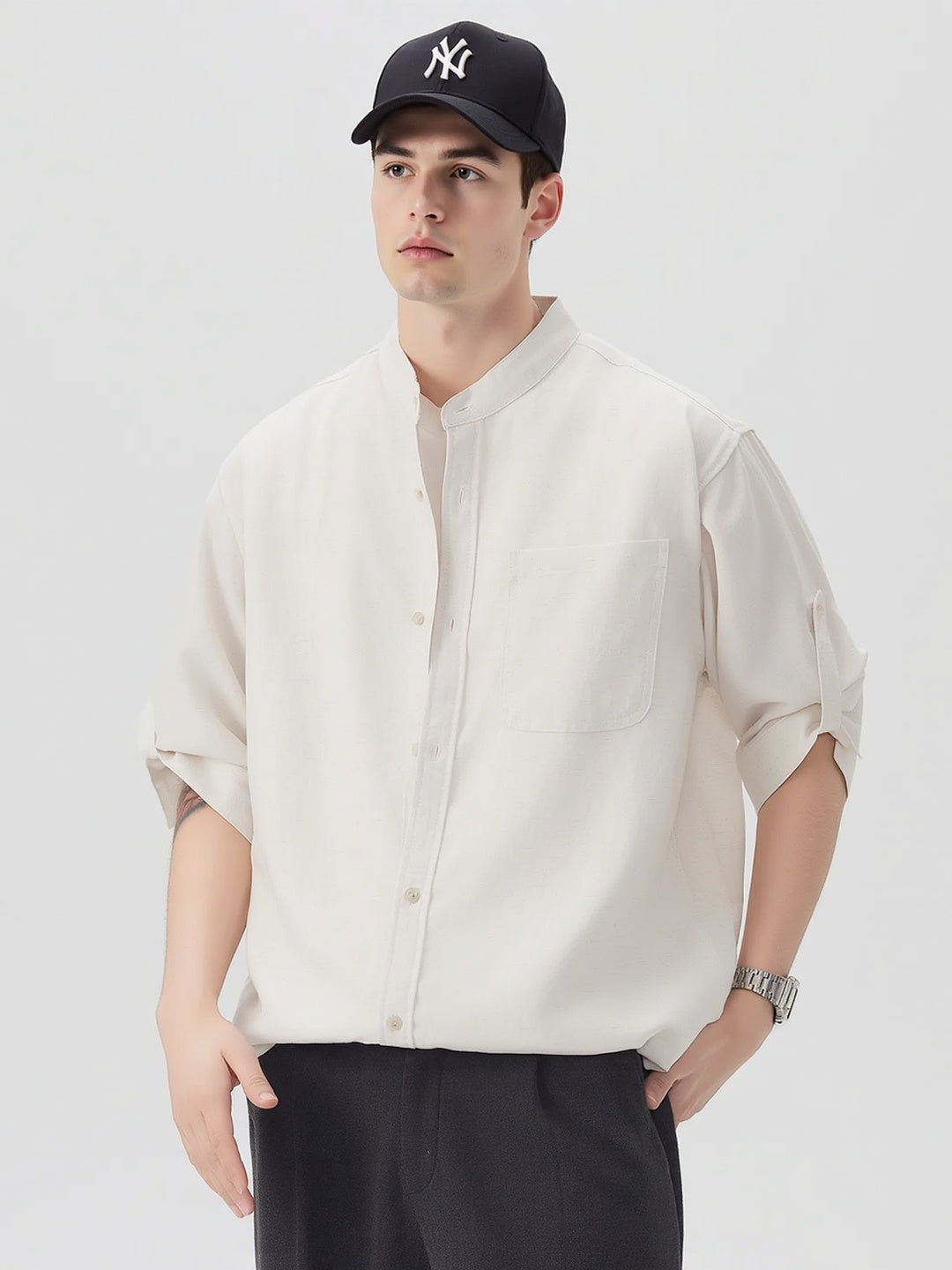 Imitation Linen Three-quarter Sleeves Shirts