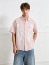 Pink Stripes Vibe Embroidery Hollow Out Shirts
