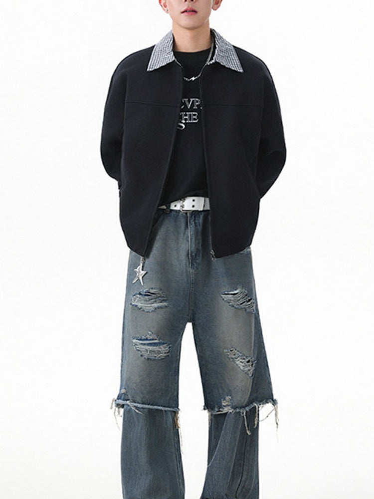 Veste à carreaux à effet superposé et coupe nette