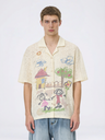 Hand-drawn Graffiti Printed Beach Vacation Lace Shirts